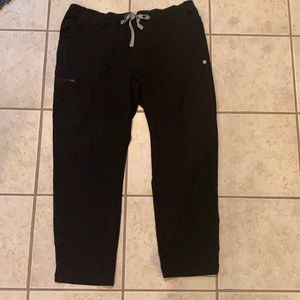 FIGS Yola Technical Collection Black Scrub Skinny Pants Pockets & Zips Size XL